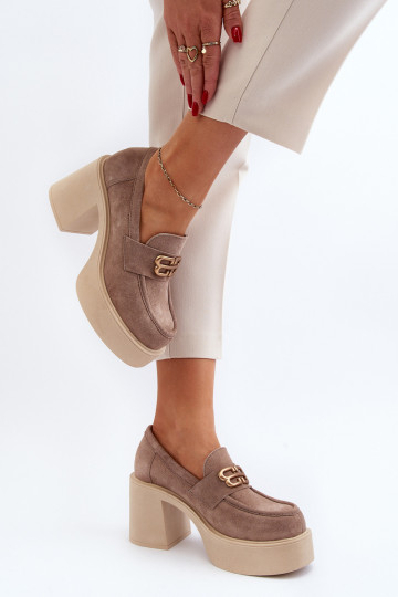 Chaussures en daim à talons Zazoo 20170 couleur sable 2