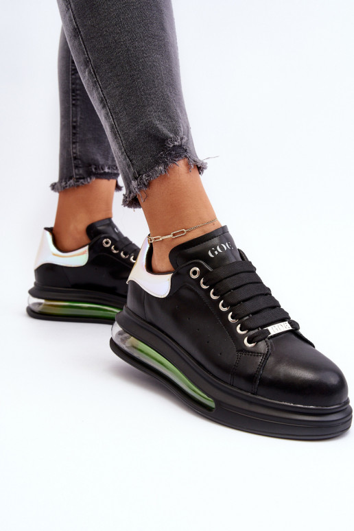 Chaussures modèle baskets Féminin Peau GOE NN2N4030 couleur noire Chaussures modèle baskets Féminin Peau GOE NN2N4030 couleur noire