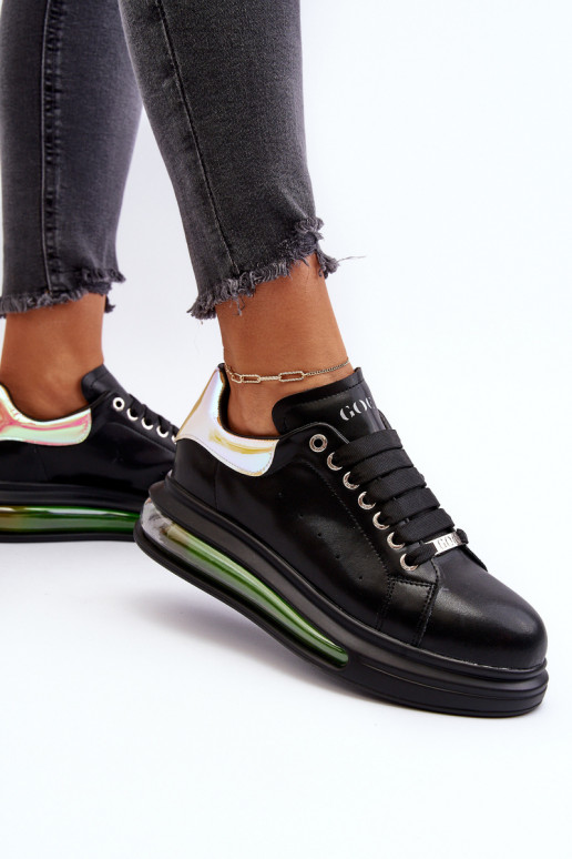 Chaussures modèle baskets Féminin Peau GOE NN2N4030 couleur noire Chaussures modèle baskets Féminin Peau GOE NN2N4030 couleur noire