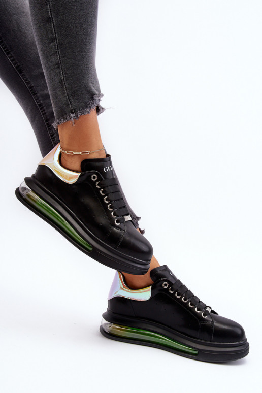 Chaussures modèle baskets Féminin Peau GOE NN2N4030 couleur noire Chaussures modèle baskets Féminin Peau GOE NN2N4030 couleur noire