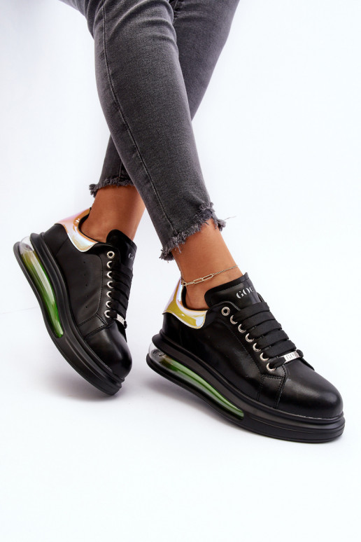 Chaussures modèle baskets Féminin Peau GOE NN2N4030 couleur noire Chaussures modèle baskets Féminin Peau GOE NN2N4030 couleur noire