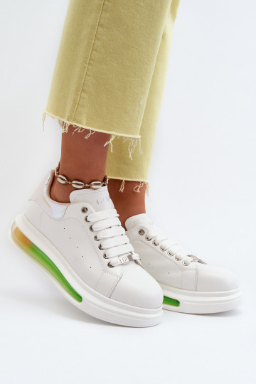 Baskets en cuir pour femmes GOE NN2N4029 couleur blanche 2