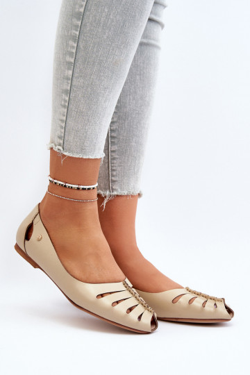 Ballerines en cuir confortables Zazoo 10009 couleur sable