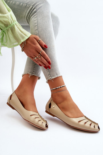 Ballerines en cuir confortables Zazoo 10009 couleur sable 2