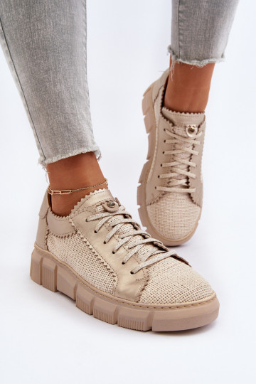 Chaussures en cuir pour femmes Tai turiciejka 05850-22 couleur ivoire