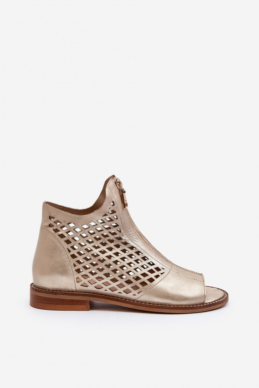 Zazoo 977/L Peau Sandales ajourées Au Château couleur dorée Zazoo 977/L Peau Sandales ajourées Au Château couleur dorée