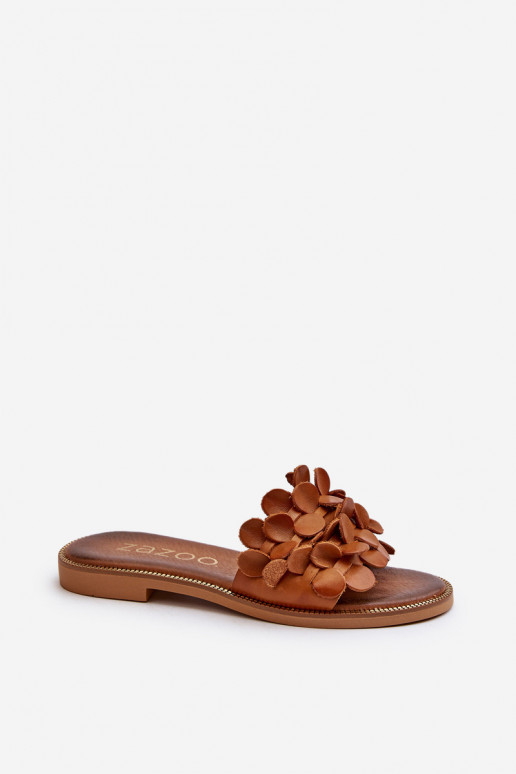 Zazoo 40381 Féminin Pantoufles en cuir avec des talons larges marron Zazoo 40381 Féminin Pantoufles en cuir avec des talons larges marron