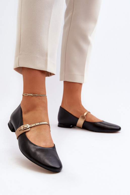 Ballerines Féminin avec des talons larges Laura Messi 2774 couleur noire Ballerines Féminin avec des talons larges Laura Messi 2774 couleur noire