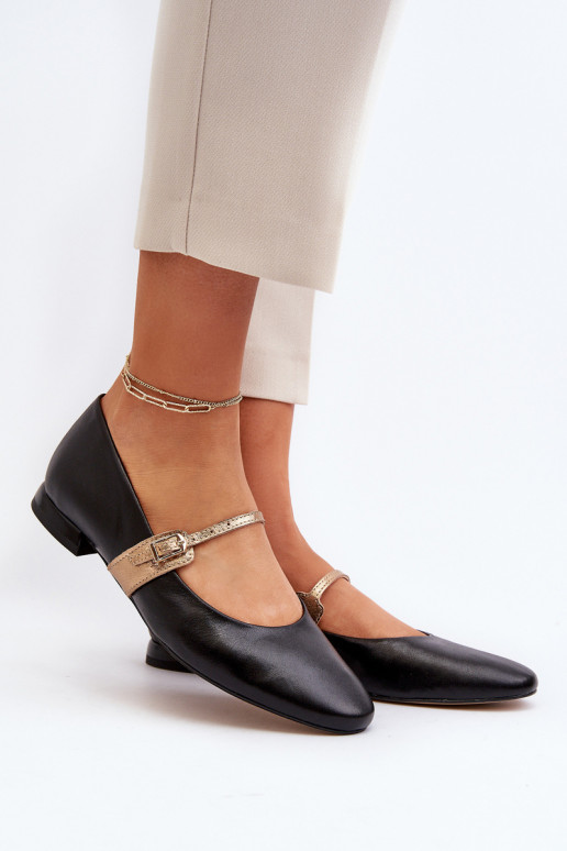 Ballerines Féminin avec des talons larges Laura Messi 2774 couleur noire Ballerines Féminin avec des talons larges Laura Messi 2774 couleur noire