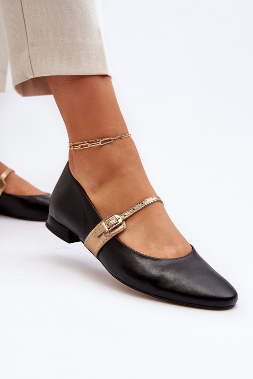 Ballerines Féminin avec des talons larges Laura Messi 2774 couleur noire Ballerines Féminin avec des talons larges Laura Messi 2774 couleur noire