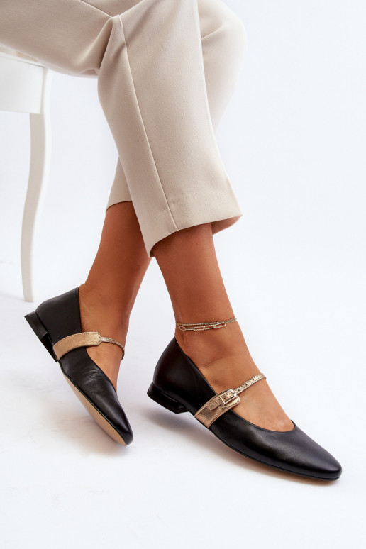 Ballerines Féminin avec des talons larges Laura Messi 2774 couleur noire Ballerines Féminin avec des talons larges Laura Messi 2774 couleur noire