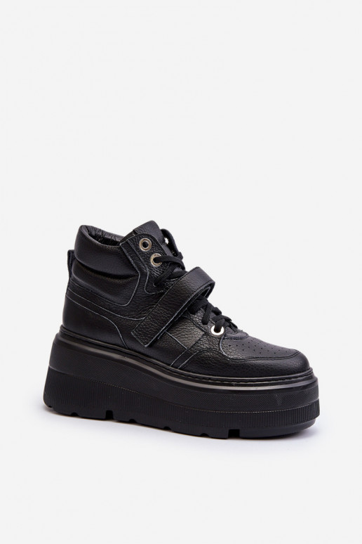 Zazoo 3450 Peau Chaussures modèle baskets Féminin couleur noire