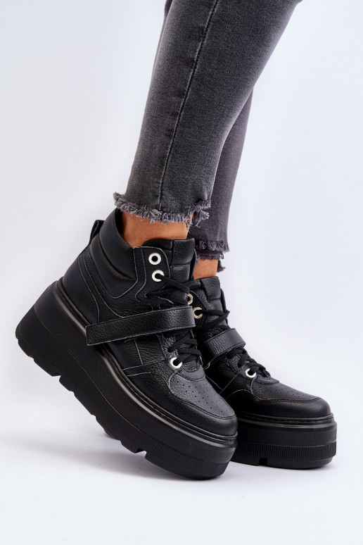 Zazoo 3450 Peau Chaussures modèle baskets Féminin couleur noire