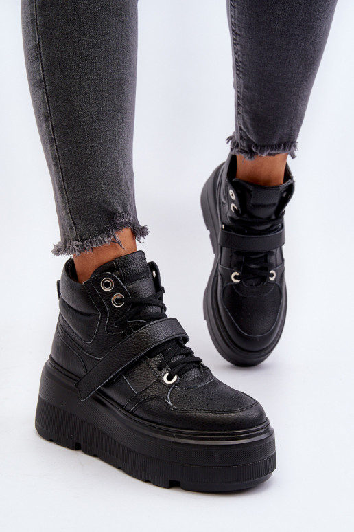 Zazoo 3450 Peau Chaussures modèle baskets Féminin couleur noire