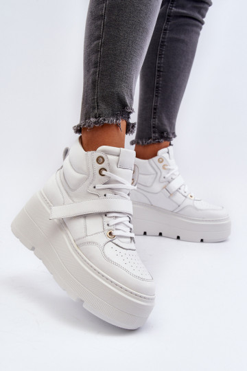 Zazoo 3450 Peau Chaussures modèle baskets Féminin couleur blanche