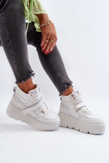 Zazoo 3450 Peau Chaussures modèle baskets Féminin couleur blanche 2