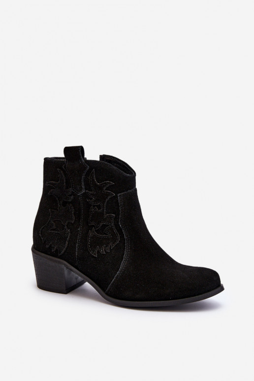 Zazoo 3426 Féminin Chaussures en daim style coÀ-boy couleur noire Zazoo 3426 Féminin Chaussures en daim style coÀ-boy couleur noire