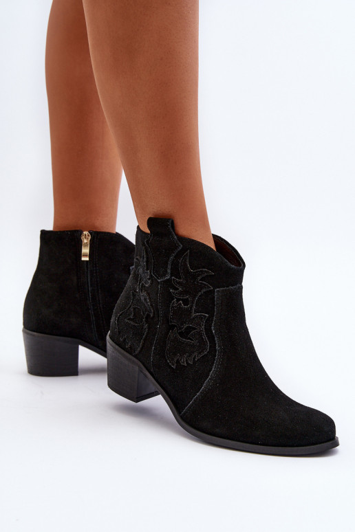 Zazoo 3426 Féminin Chaussures en daim style coÀ-boy couleur noire Zazoo 3426 Féminin Chaussures en daim style coÀ-boy couleur noire