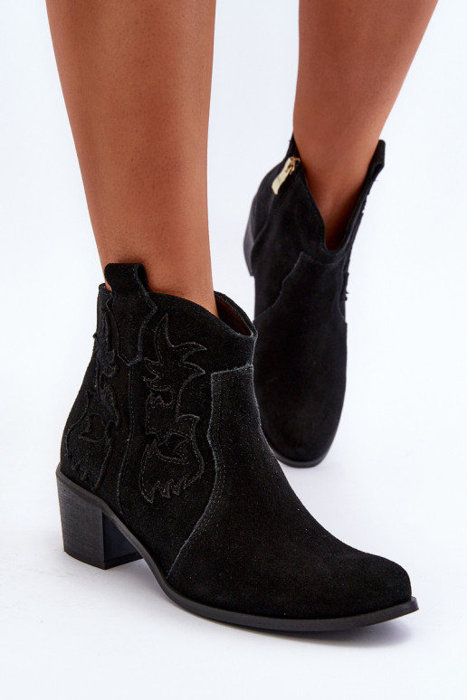 Zazoo 3426 Féminin Chaussures en daim style coÀ-boy couleur noire Zazoo 3426 Féminin Chaussures en daim style coÀ-boy couleur noire