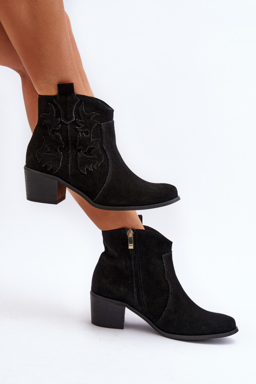 Zazoo 3426 Féminin Chaussures en daim style coÀ-boy couleur noire Zazoo 3426 Féminin Chaussures en daim style coÀ-boy couleur noire