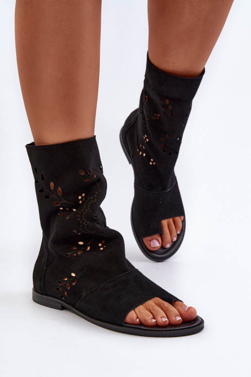 Zazoo 3437 Féminin Sandales en daim avec une botte Au Château couleur noire Zazoo 3437 Féminin Sandales en daim avec une botte Au Château couleur noire