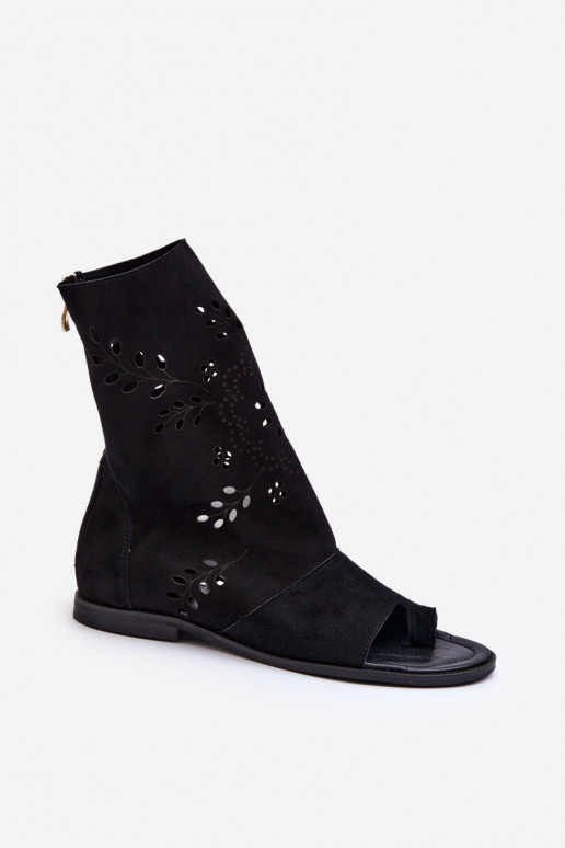 Zazoo 3437 Féminin Sandales en daim avec une botte Au Château couleur noire Zazoo 3437 Féminin Sandales en daim avec une botte Au Château couleur noire