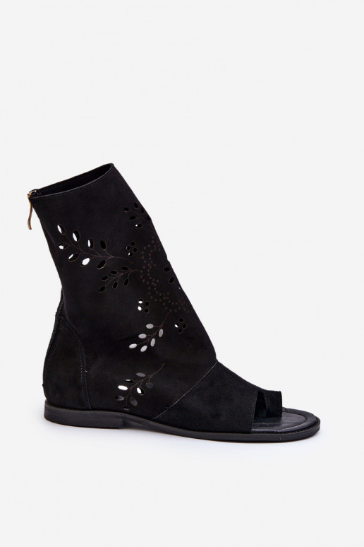 Zazoo 3437 Féminin Sandales en daim avec une botte Au Château couleur noire Zazoo 3437 Féminin Sandales en daim avec une botte Au Château couleur noire