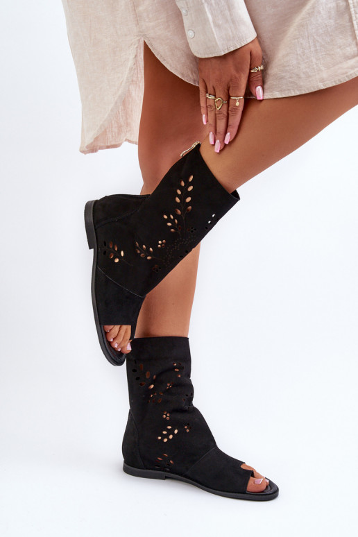 Zazoo 3437 Féminin Sandales en daim avec une botte Au Château couleur noire Zazoo 3437 Féminin Sandales en daim avec une botte Au Château couleur noire