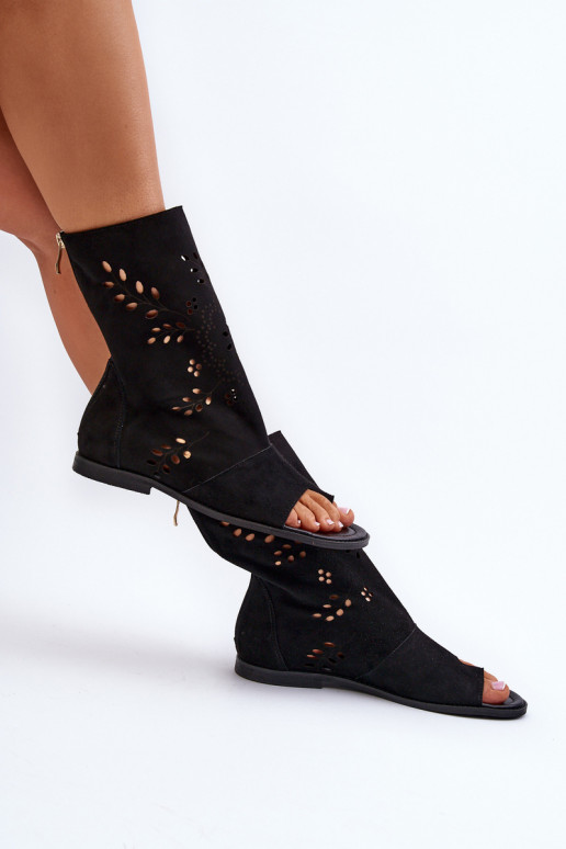 Zazoo 3437 Féminin Sandales en daim avec une botte Au Château couleur noire Zazoo 3437 Féminin Sandales en daim avec une botte Au Château couleur noire