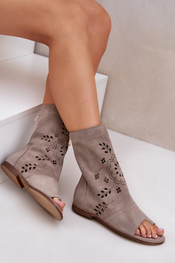 Zazoo 3437 Féminin Sandales en daim avec une botte Au Château beige