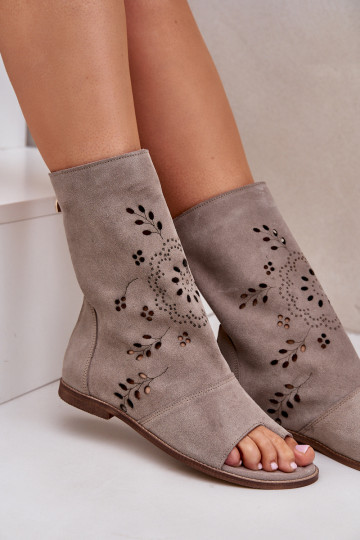 Zazoo 3437 Féminin Sandales en daim avec une botte Au Château beige 2