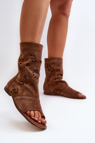 Zazoo 3437 Sandales en nubuck pour femmes avec tige couleur marron