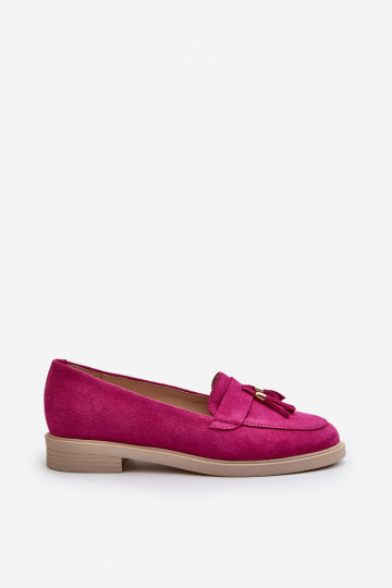 Zazoo 3420 Mocassins en nubuck pour femmes avec talons larges couleur fuchsia 2