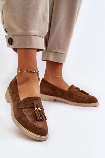 Zazoo 3420 Mocassins en daim Féminin avec des talons larges marron