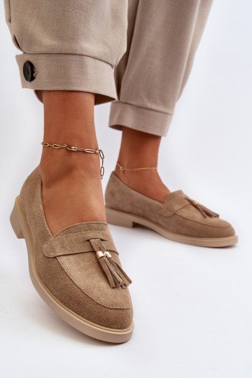 Zazoo 3420 Mocassins en nubuck pour femmes avec talons larges couleur sable