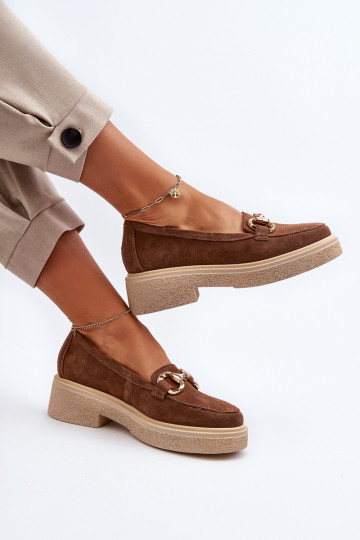 Zazoo 3429 Mocassins en nubuck pour femmes avec ornements couleur marron 2