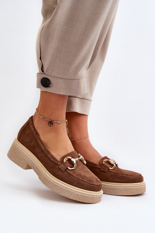 Zazoo 3429 Mocassins en daim Féminin avec des ornements marron Zazoo 3429 Mocassins en daim Féminin avec des ornements marron