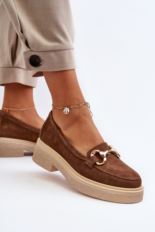 Zazoo 3429 Mocassins en daim Féminin avec des ornements marron Zazoo 3429 Mocassins en daim Féminin avec des ornements marron