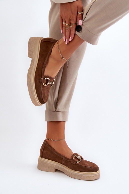 Zazoo 3429 Mocassins en daim Féminin avec des ornements marron Zazoo 3429 Mocassins en daim Féminin avec des ornements marron