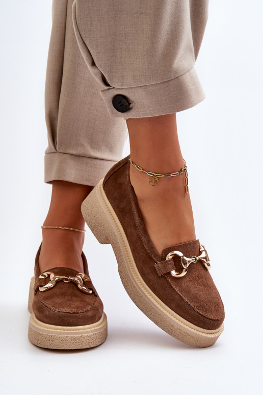 Zazoo 3429 Mocassins en daim Féminin avec des ornements marron Zazoo 3429 Mocassins en daim Féminin avec des ornements marron