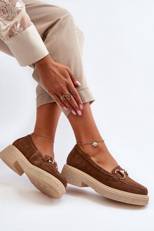 Zazoo 3429 Mocassins en daim Féminin avec des ornements marron Zazoo 3429 Mocassins en daim Féminin avec des ornements marron