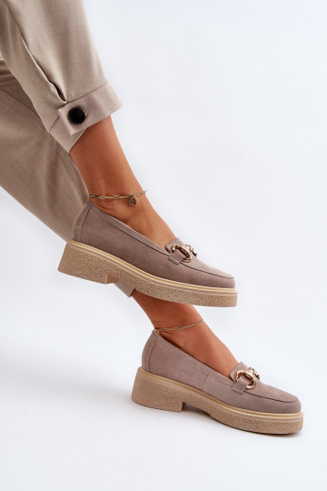 Zazoo 3429 Mocassins en nubuck pour femmes avec ornements couleur cappuccino 2