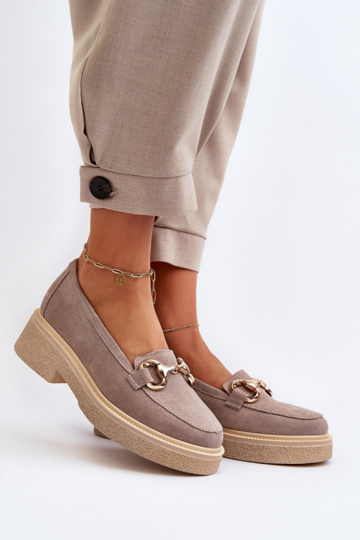 Zazoo 3429 Mocassins en daim Féminin avec des ornements couleur cappuccino Zazoo 3429 Mocassins en daim Féminin avec des ornements couleur cappuccino