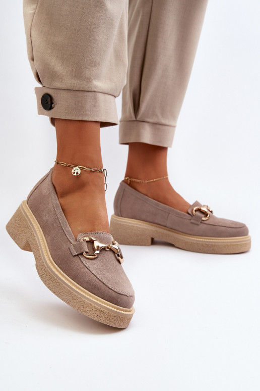 Zazoo 3429 Mocassins en daim Féminin avec des ornements couleur cappuccino Zazoo 3429 Mocassins en daim Féminin avec des ornements couleur cappuccino