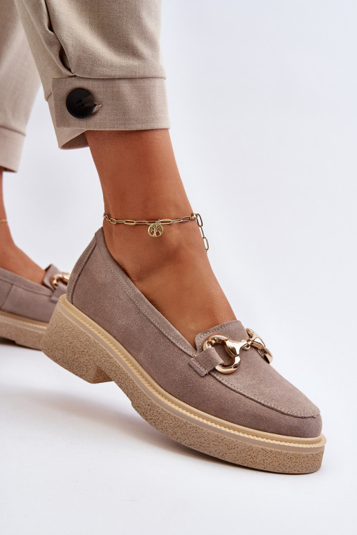 Zazoo 3429 Mocassins en daim Féminin avec des ornements couleur cappuccino Zazoo 3429 Mocassins en daim Féminin avec des ornements couleur cappuccino