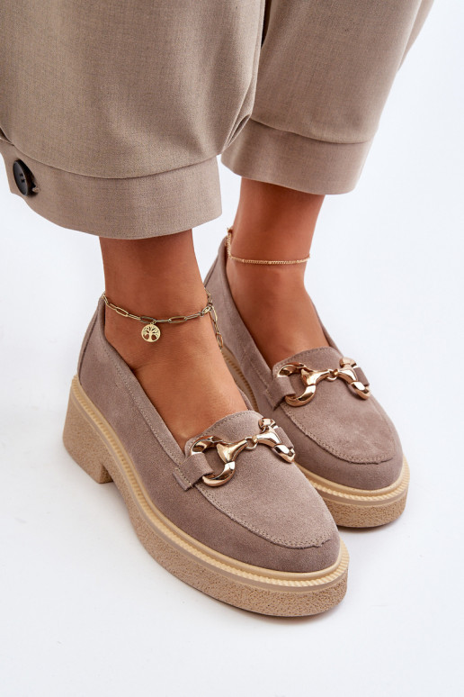 Zazoo 3429 Mocassins en daim Féminin avec des ornements couleur cappuccino Zazoo 3429 Mocassins en daim Féminin avec des ornements couleur cappuccino