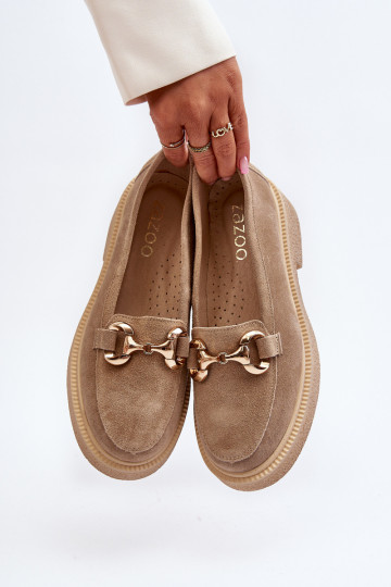 Zazoo 3429 Mocassins en daim Féminin avec des ornements beige 2
