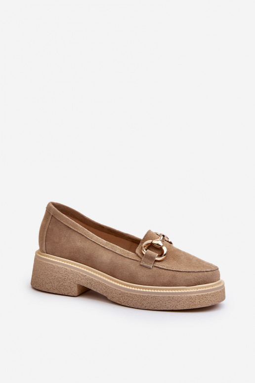 Zazoo 3429 Mocassins en daim Féminin avec des ornements beige Zazoo 3429 Mocassins en daim Féminin avec des ornements beige