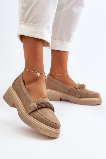 Zazoo 3429/IN Mocassins élégants en nubuck avec ornements couleur sable