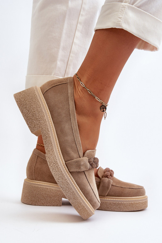 Zazoo 3429/DANS Mocassins élégants en daim avec des ornements beige Zazoo 3429/DANS Mocassins élégants en daim avec des ornements beige